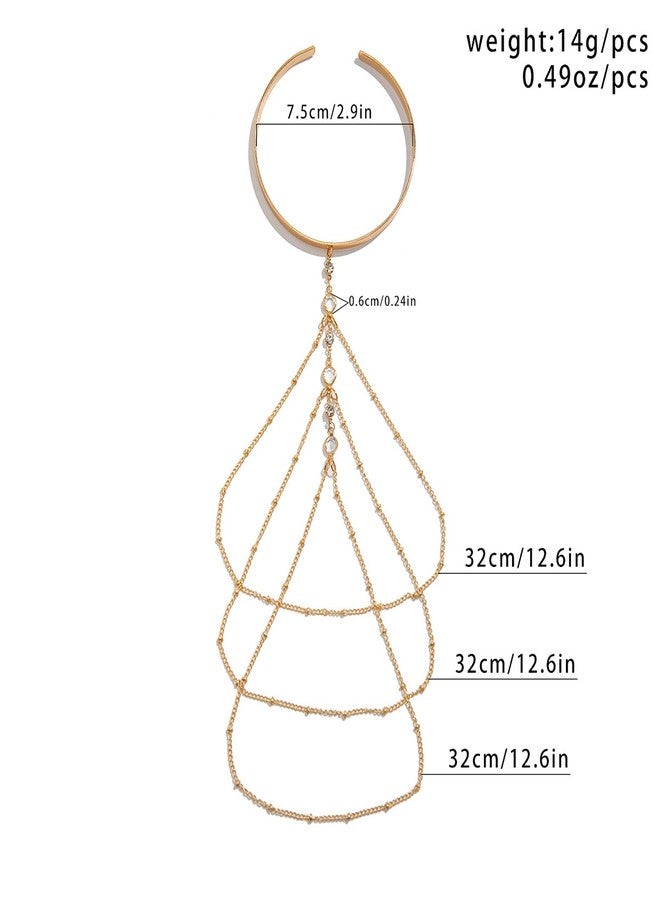 Rannyrena Punk Multi-layered Tassel Chain Upper Arm Cuff Bohemian Star Shell Disc Flower Pendant Armlet Bangle Bracelet Adjustable Open Cuff Armband Beach Wedding Prom Party Arm Accessories for Women (Gold crystal 3) - Image 5